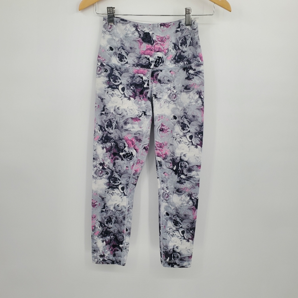 ◇◇ Lululemon Wunder Under High Rise Crop Floral Leggings Size 4 Moody Mirage